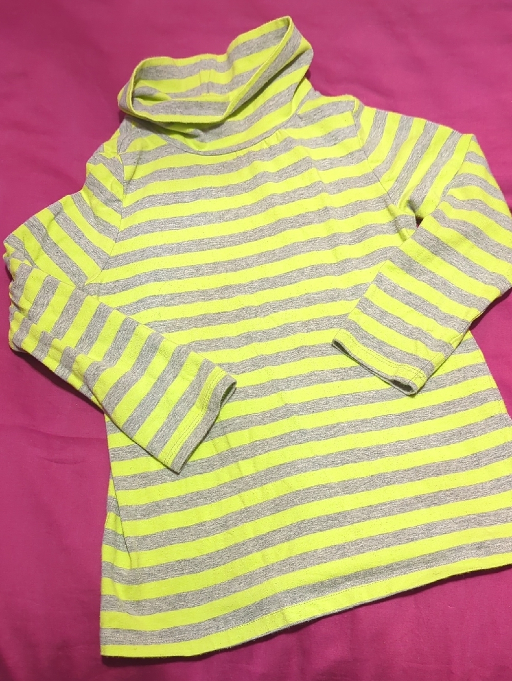 GAP Neon Yellow and Gray Striped Turtleneck Top - Kids